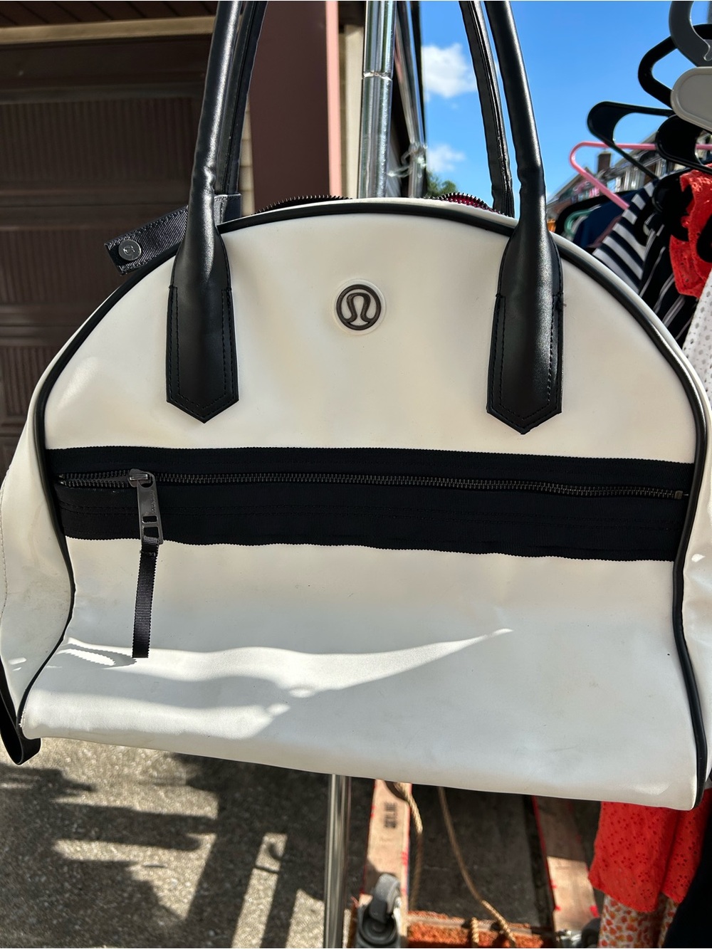lululemon athletica White and Black Dome Satchel Tote